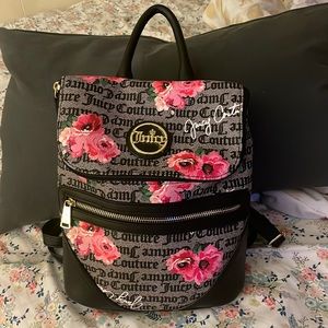 Juicy Couture If The Crown Fits Black Signature Logo Backpack Bag Purse